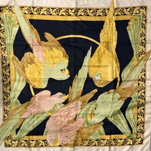 Salvatore Ferragamo Silk Parrot Print Scarf GORGEOUS!